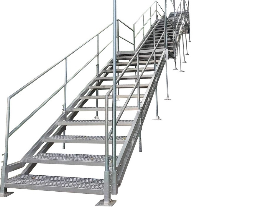 ESCALIER EN ALUMINIUM AVEC PALIER - CAILLEBOTIS