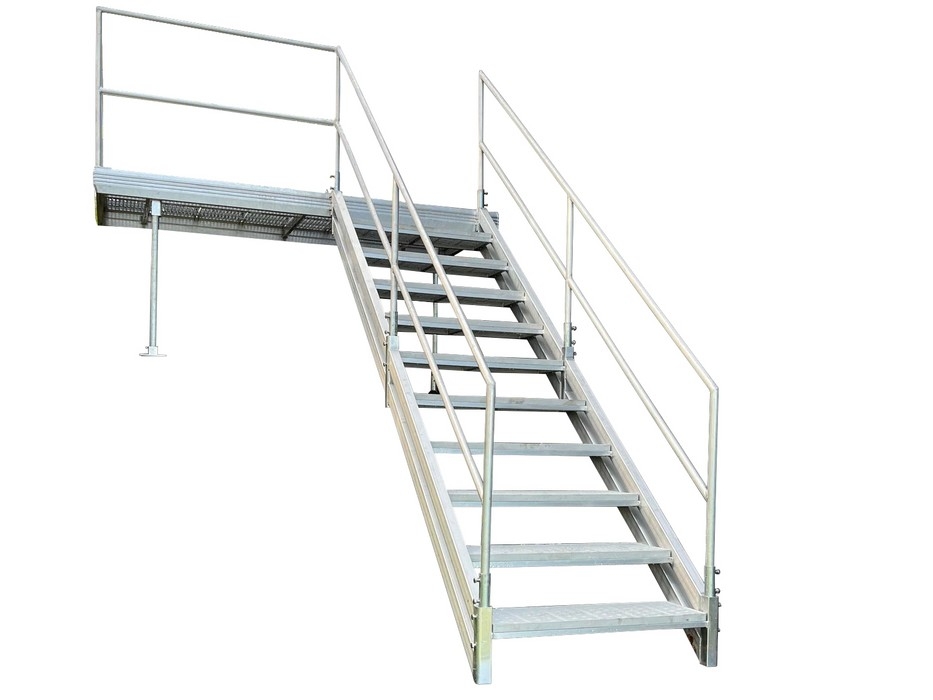 ESCALIER EN ALUMINIUM AVEC PALIER - THRUFLOW