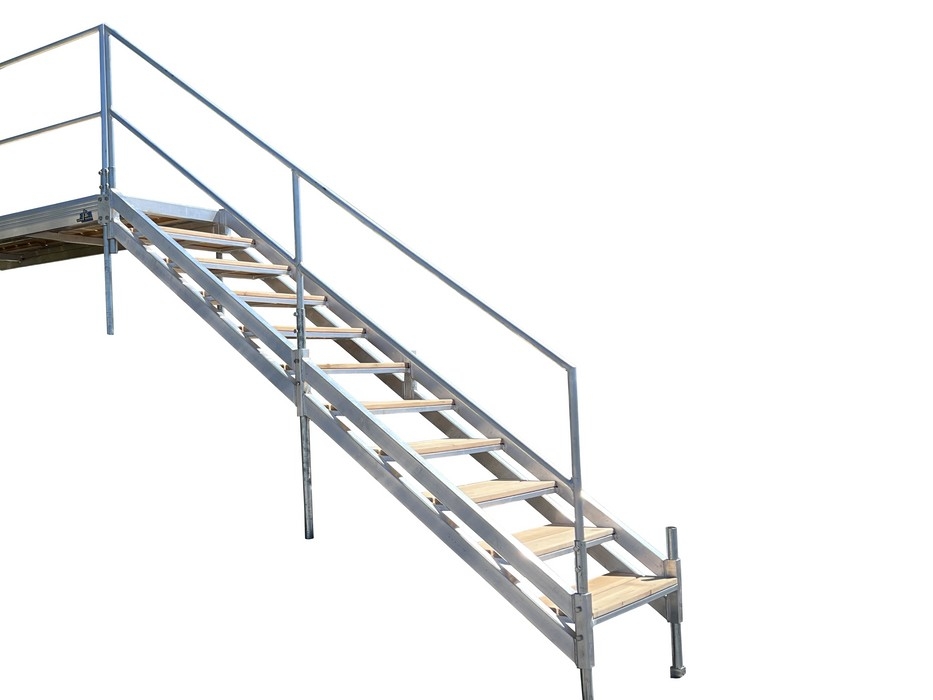 ESCALIER EN ALUMINIUM AVEC PALIER - BOIS