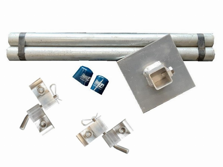 KIT "POTEAU" 8' (2 POTEAUX 8', 2 PLAQUES, 2 CAPUCHONS BLEUS, 1 KIT PENTURE) - NATUR